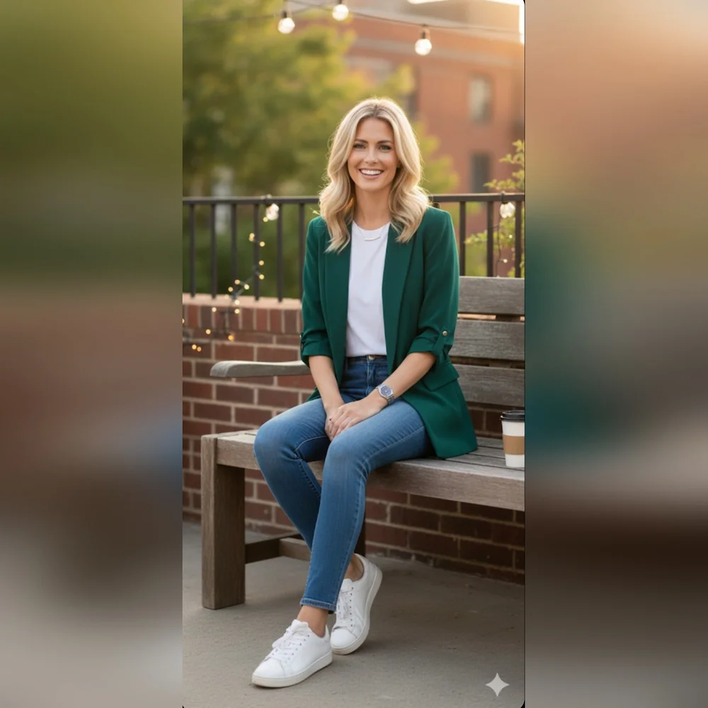 Zara Women's Green Blazer 3/4 Sleeve Size L - Picture 4 of 11